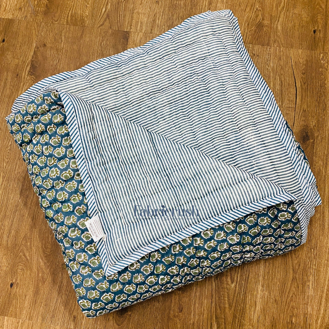 Peacock Blue Quilt Ridhi Block Print