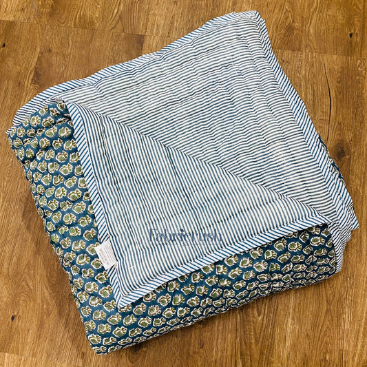 Peacock Blue Quilt Ridhi Block Print