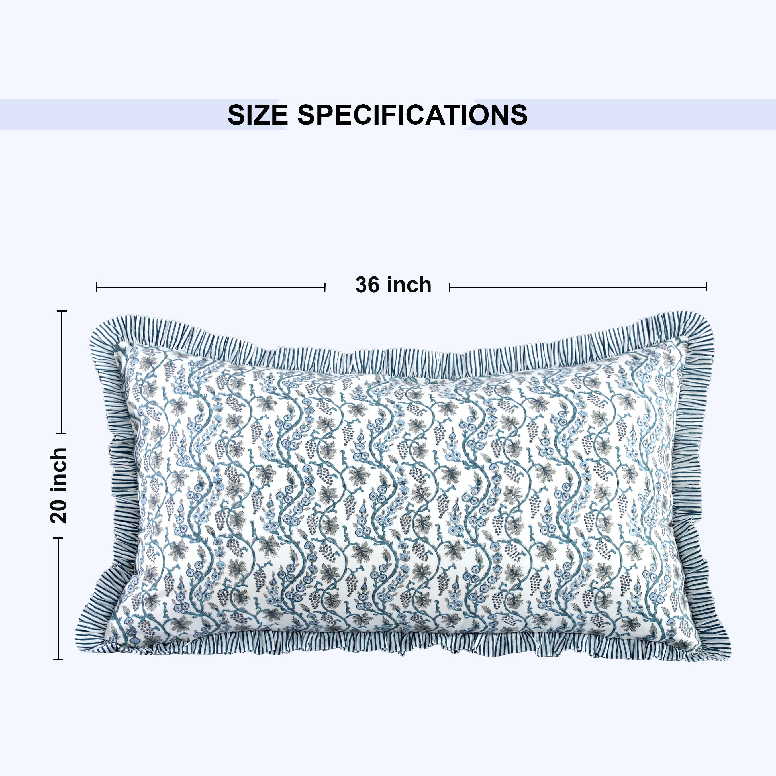 Baby Blue Eyes Bed Pillow Cover Ridhi Block Print