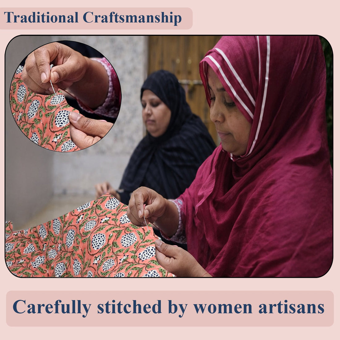Dark Salmon Pink Quilt Ridhi Block Print