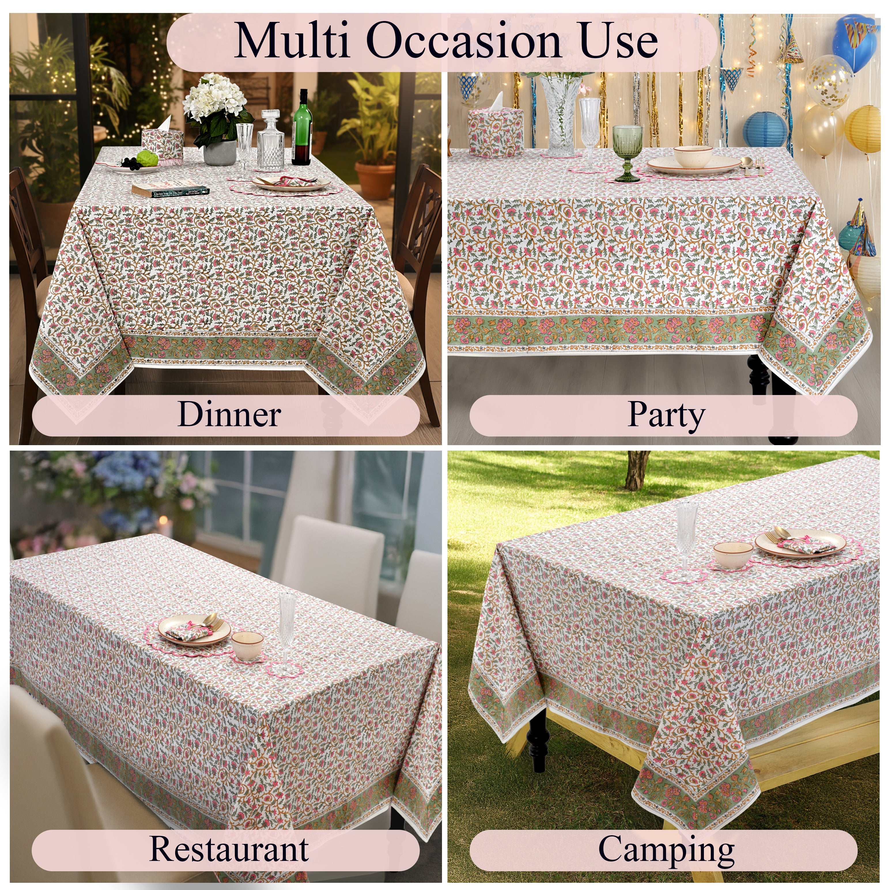 Rose Pink Floral Vine Rectangle & Square Tablecloth RIDHI