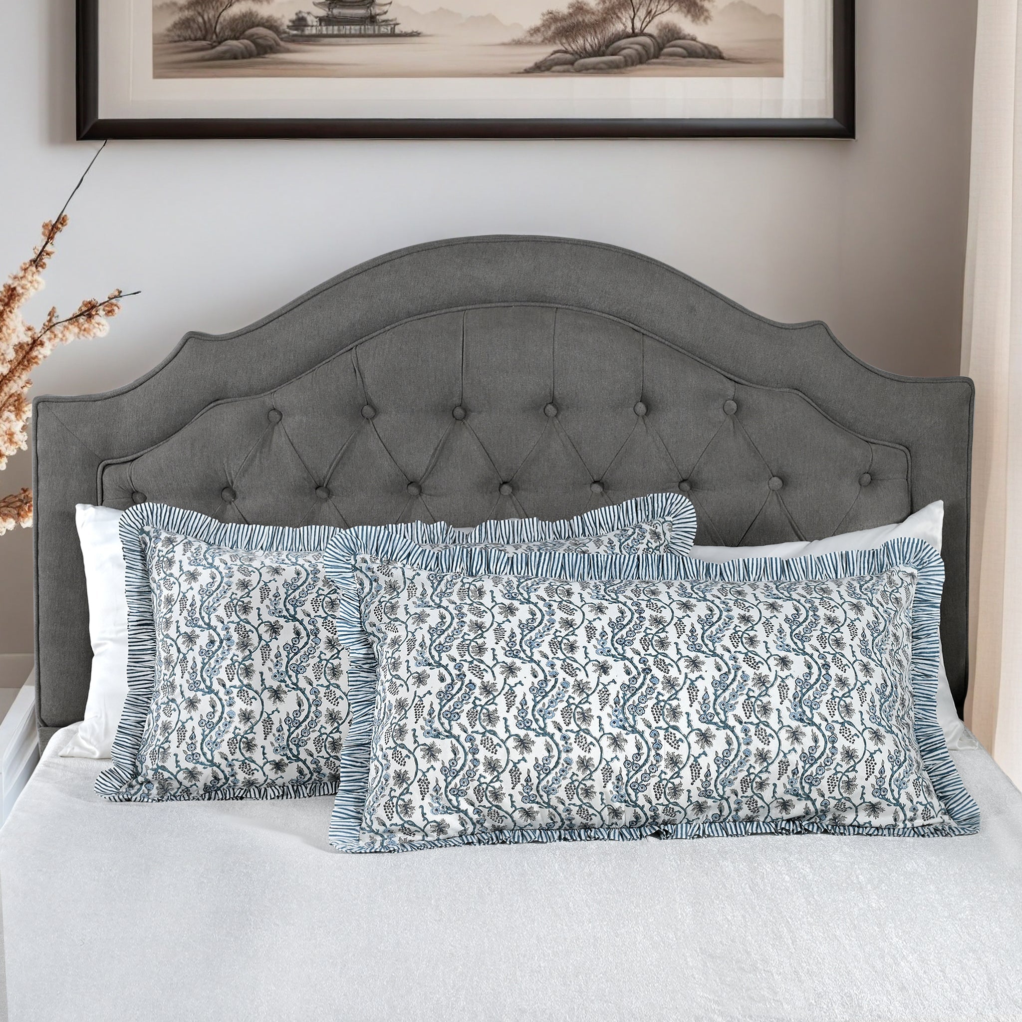 Baby Blue Eyes Bed Pillow Cover Ridhi Block Print
