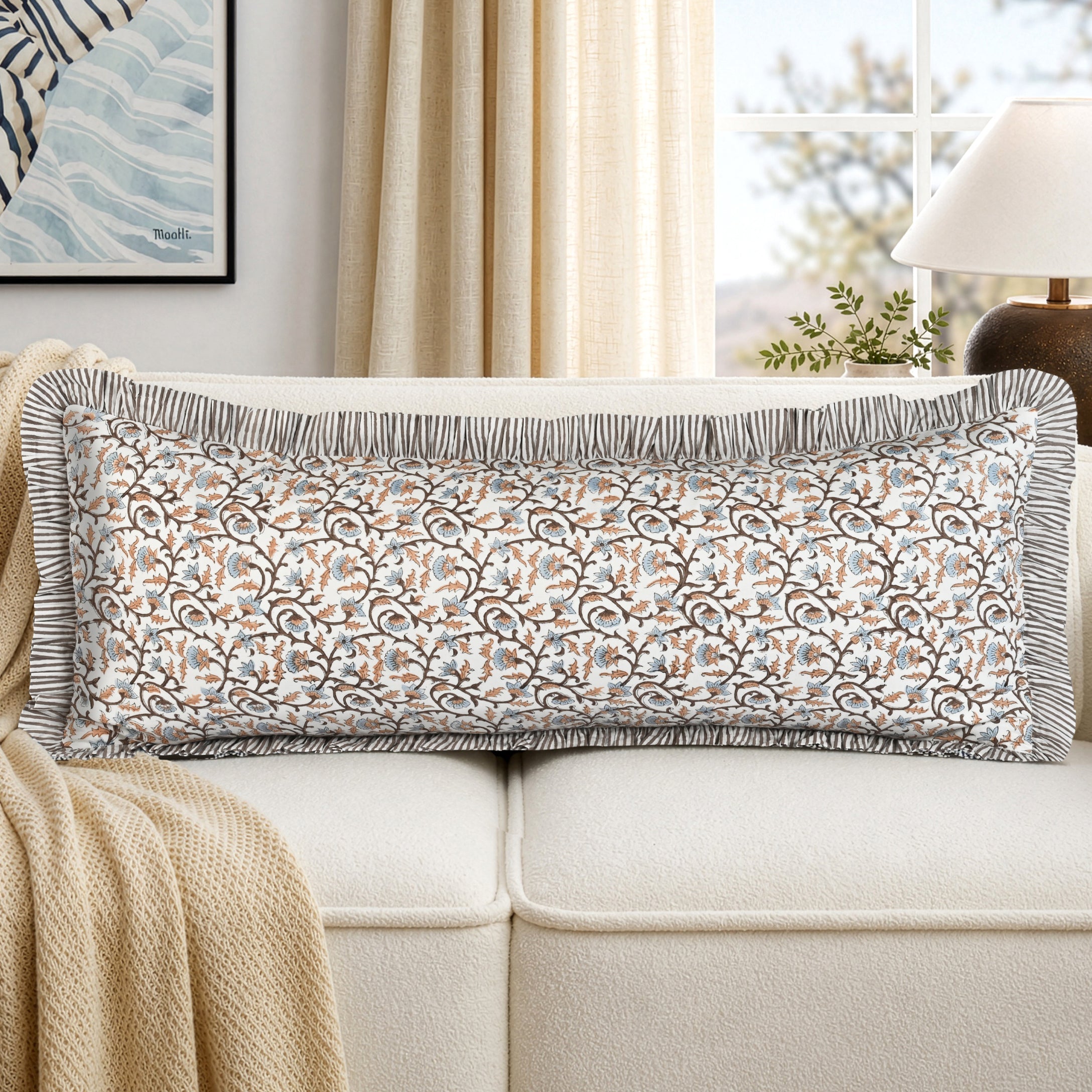 Brown Meadow Vine Ruffle Sham Pillow Cover RIDHI