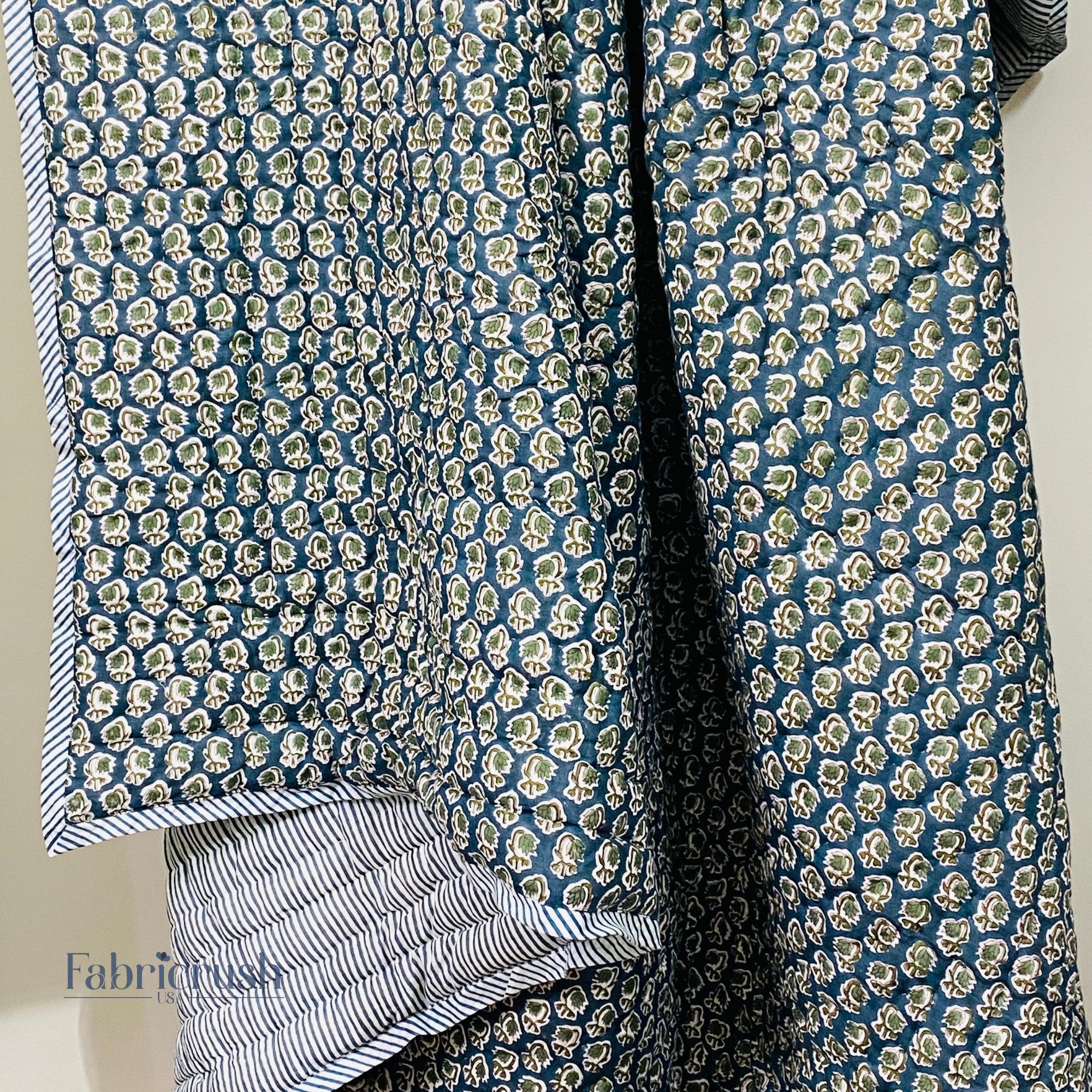 Peacock Blue Quilt Ridhi Block Print