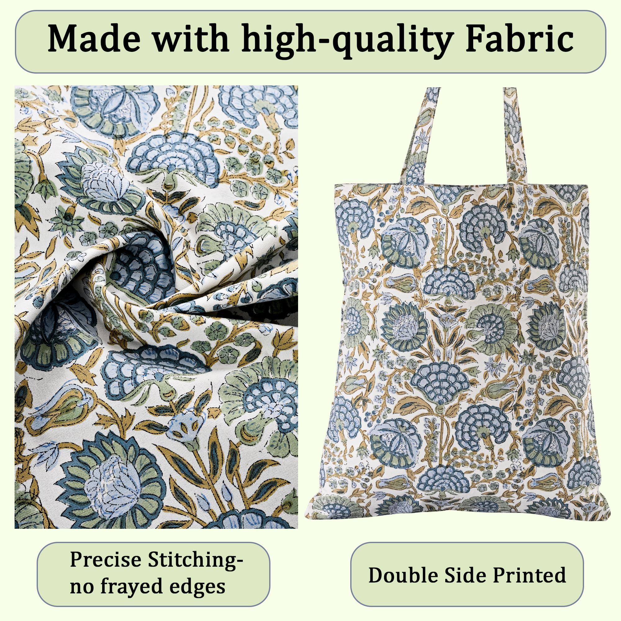 Hand Block Print Cotton Tote Bag - Asparagus Green