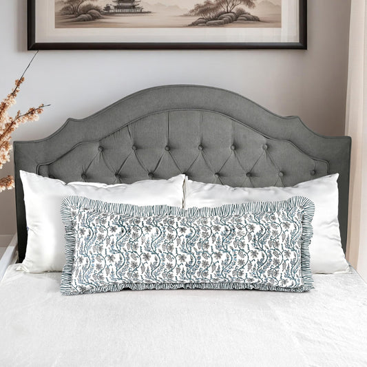 Hand Block Print Cotton Throw Pillow Cover - Baby Blue Eyes