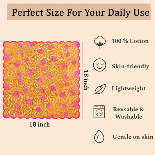 Hand Block Print Cotton Cloth Napkin - Bubblegum Pink