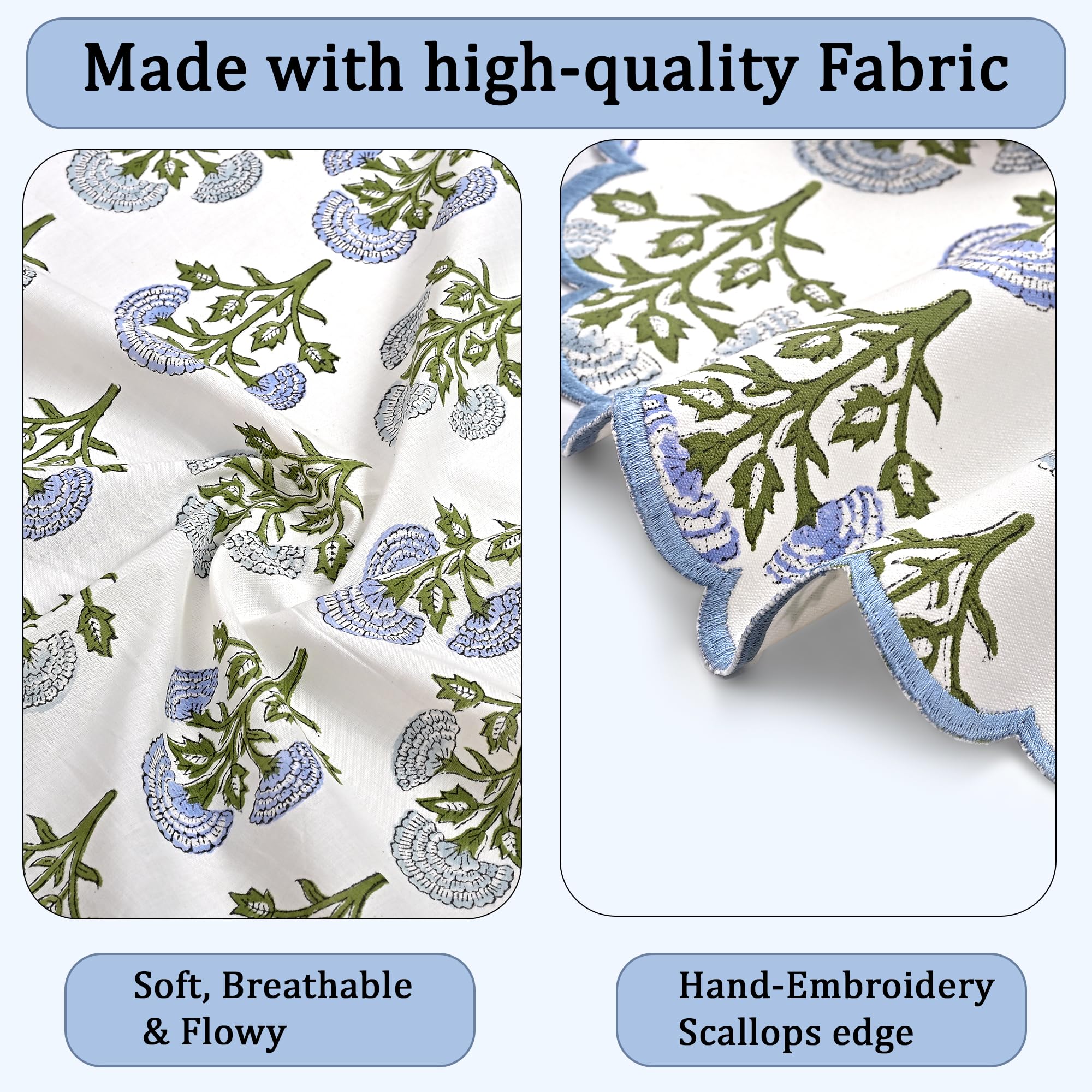 Hand Block Print Cotton Placemat - Mughal Buta Blue