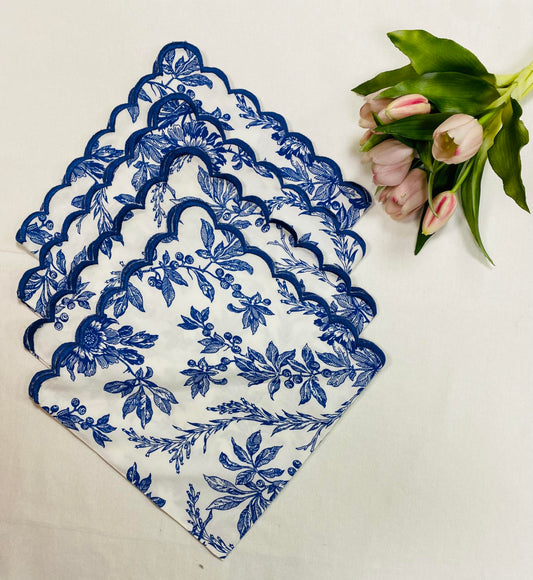 Hand Block Print Cotton Cloth Napkin - Incremental Blue