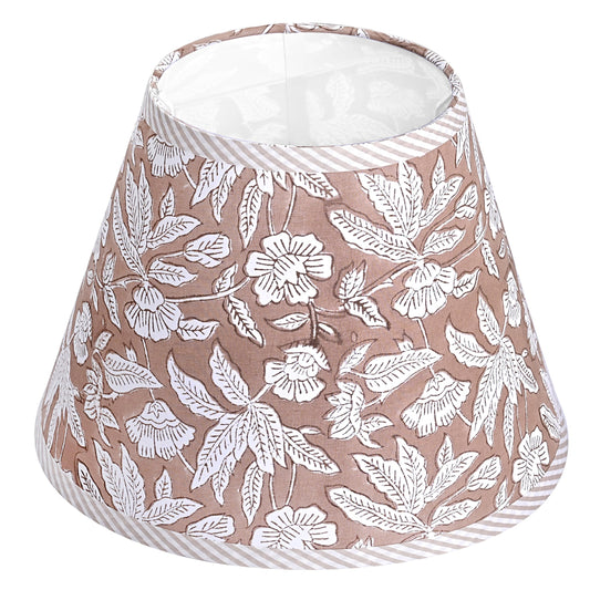 Hand Block Print Cotton Lampshade - Oak Brown