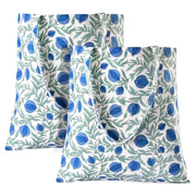 Block Print Cotton Tote Bag - Queen Blue