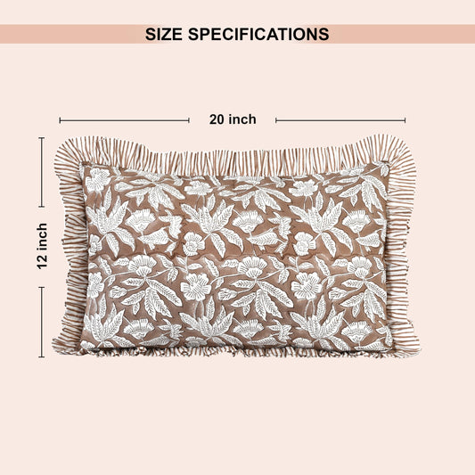 Hand Block Print Cotton Throw Pillow Cover - Oak Brown
