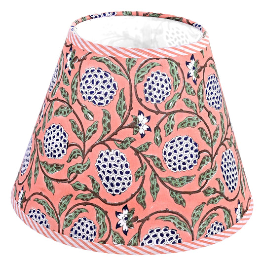 Hand Block Print Cotton Lampshade - Dark Salmon Pink