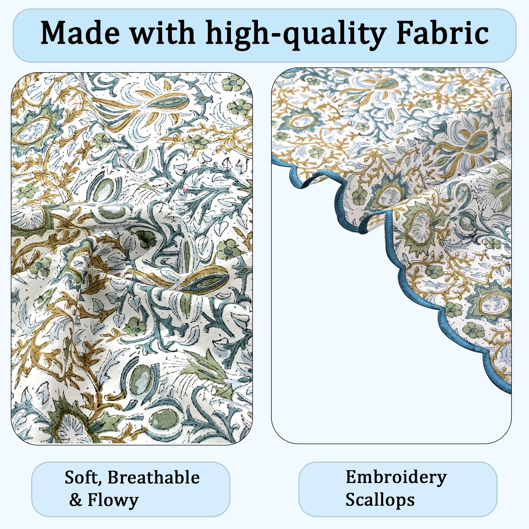Hand Block Print Cotton Cloth Napkin - Indigo Floral