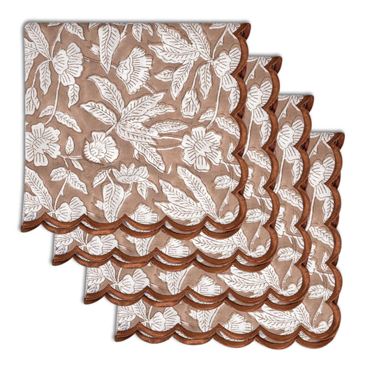 Hand Block Print Cotton Cloth Napkin - Oak Brown