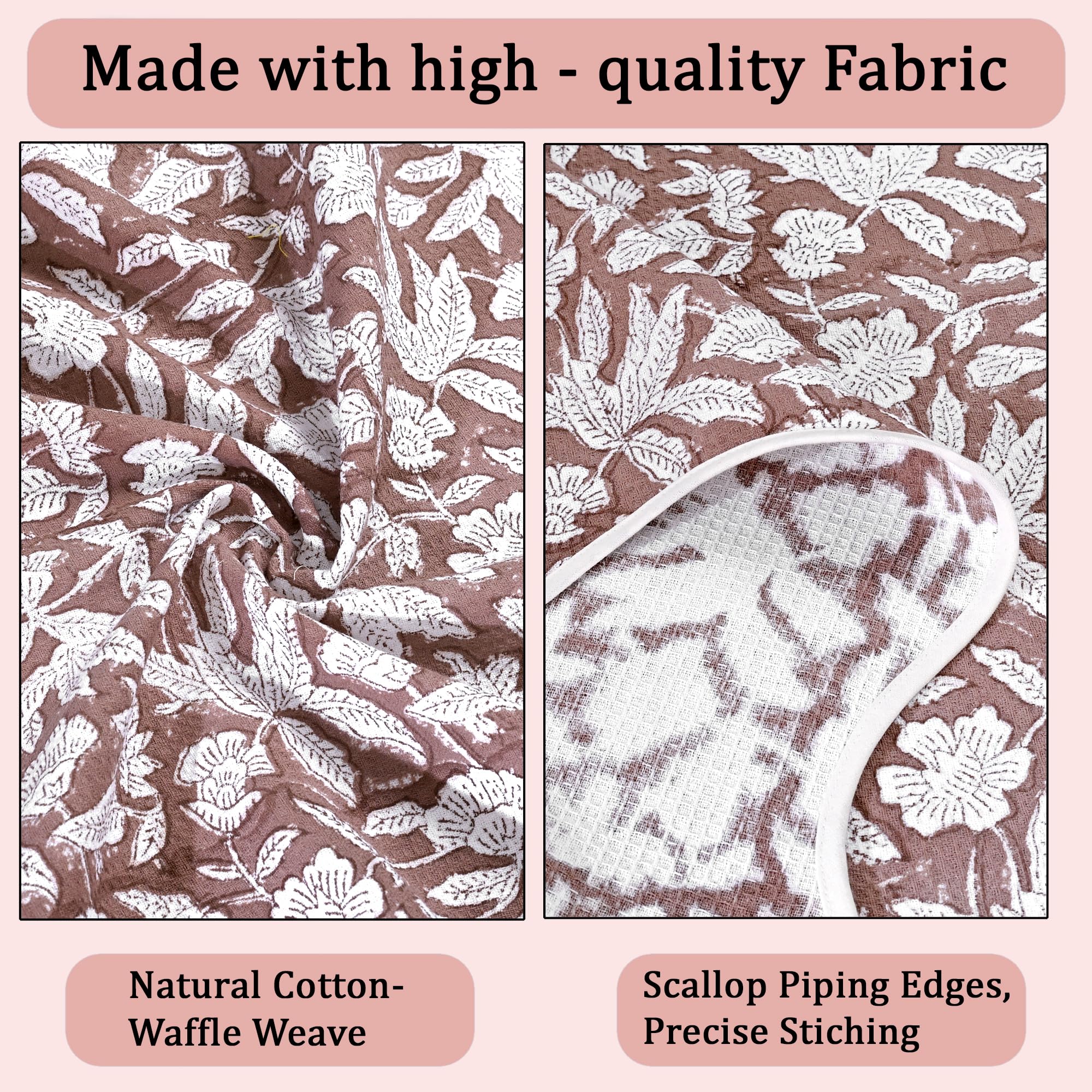 Hand Block Print Cotton Kitchen Towel - Oak Brown