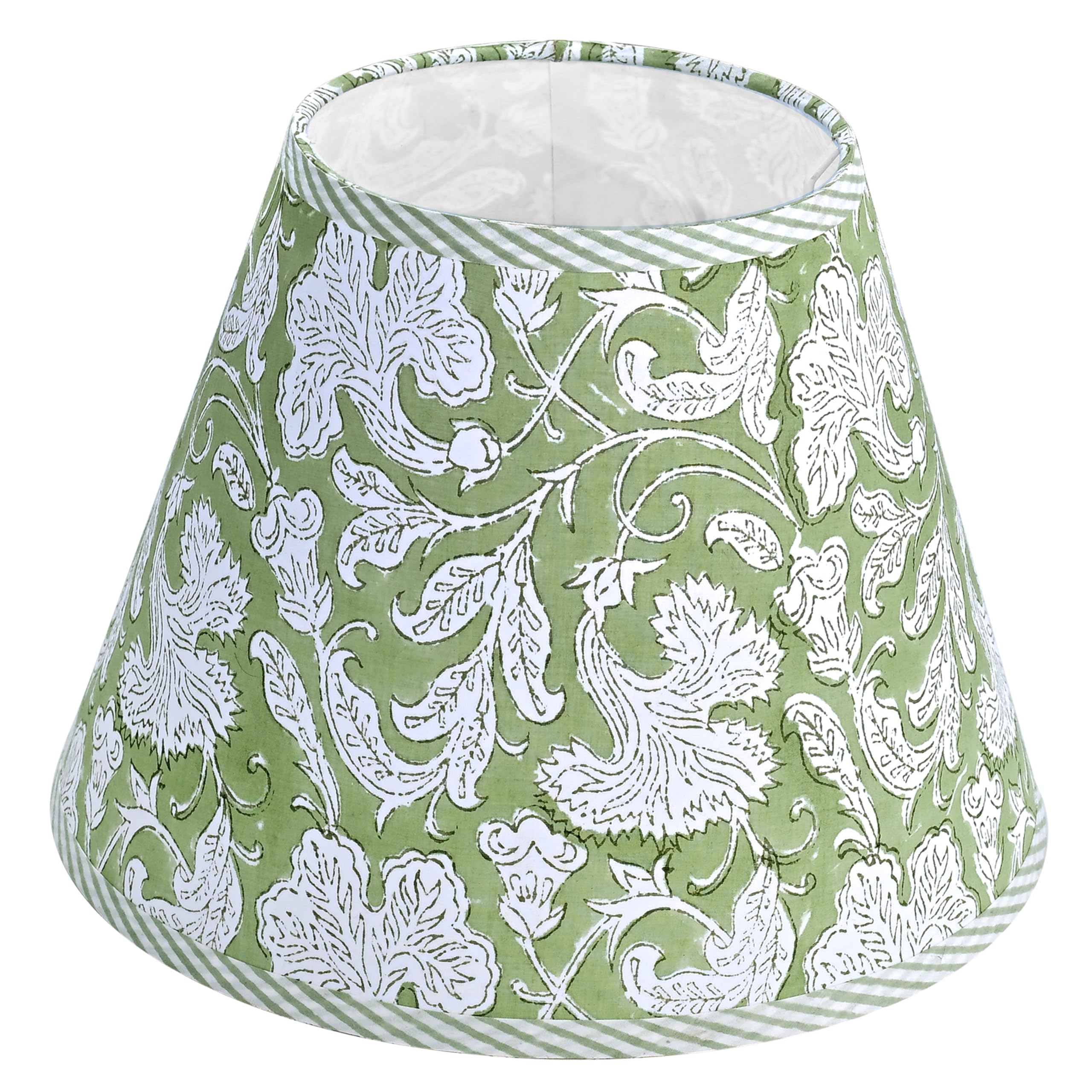 Hand Block Print Cotton Lampshade - Sage Green