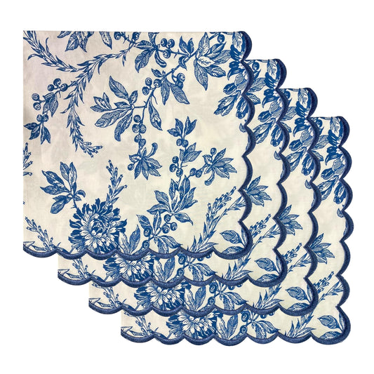 Hand Block Print Cotton Cloth Napkin - Incremental Blue