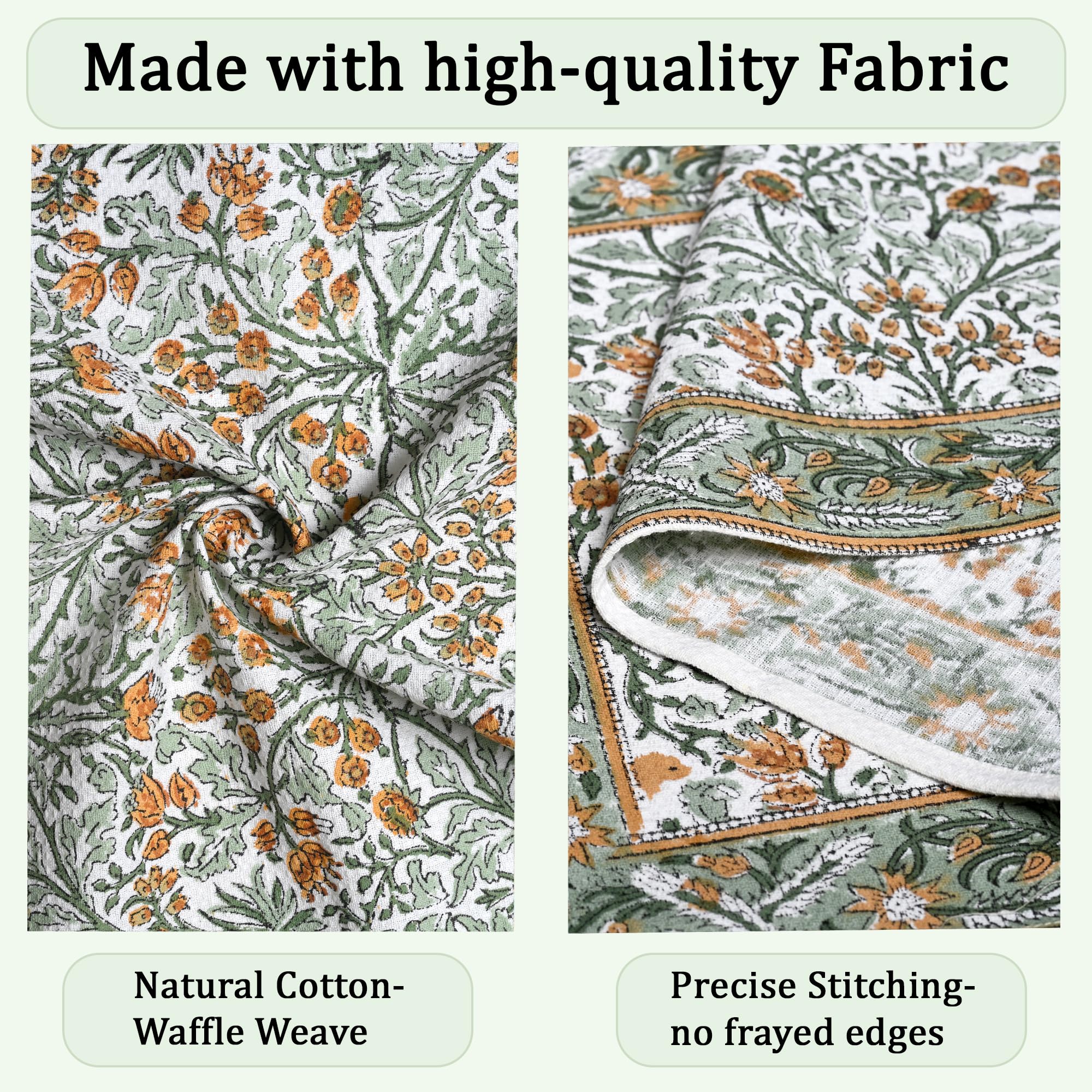 Hand Block Print Cotton Kitchen Towel - Goldenrod Yellow