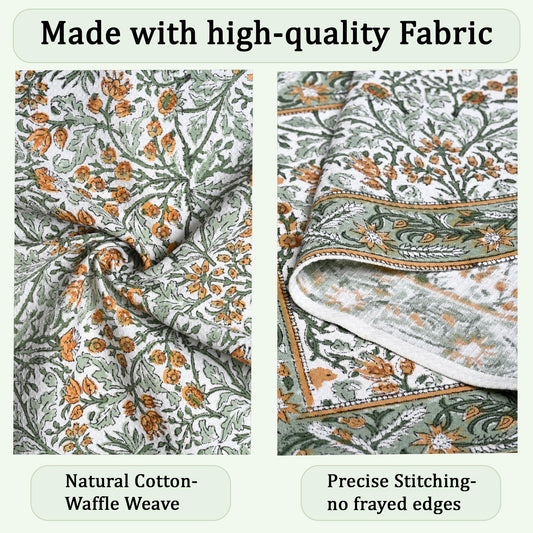 Hand Block Print Cotton Kitchen Towel - Goldenrod Yellow