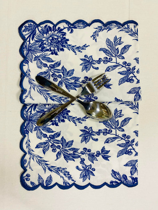 Hand Block Print Cotton Cloth Napkin - Incremental Blue
