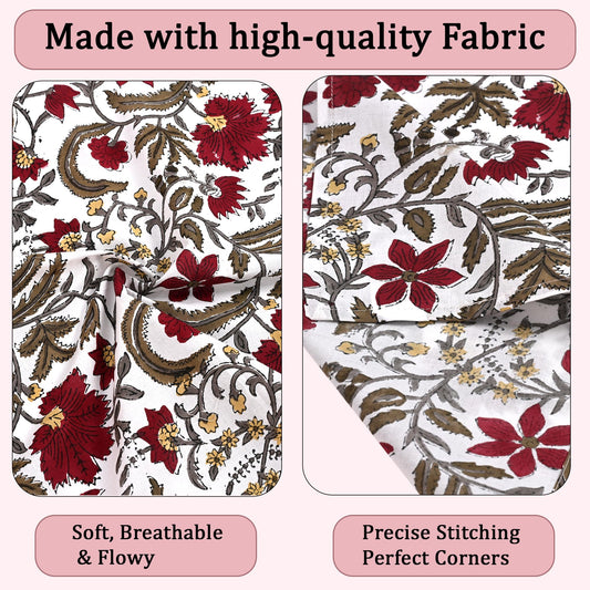 Hand Block Print Cotton Cloth Napkin - Prune Red