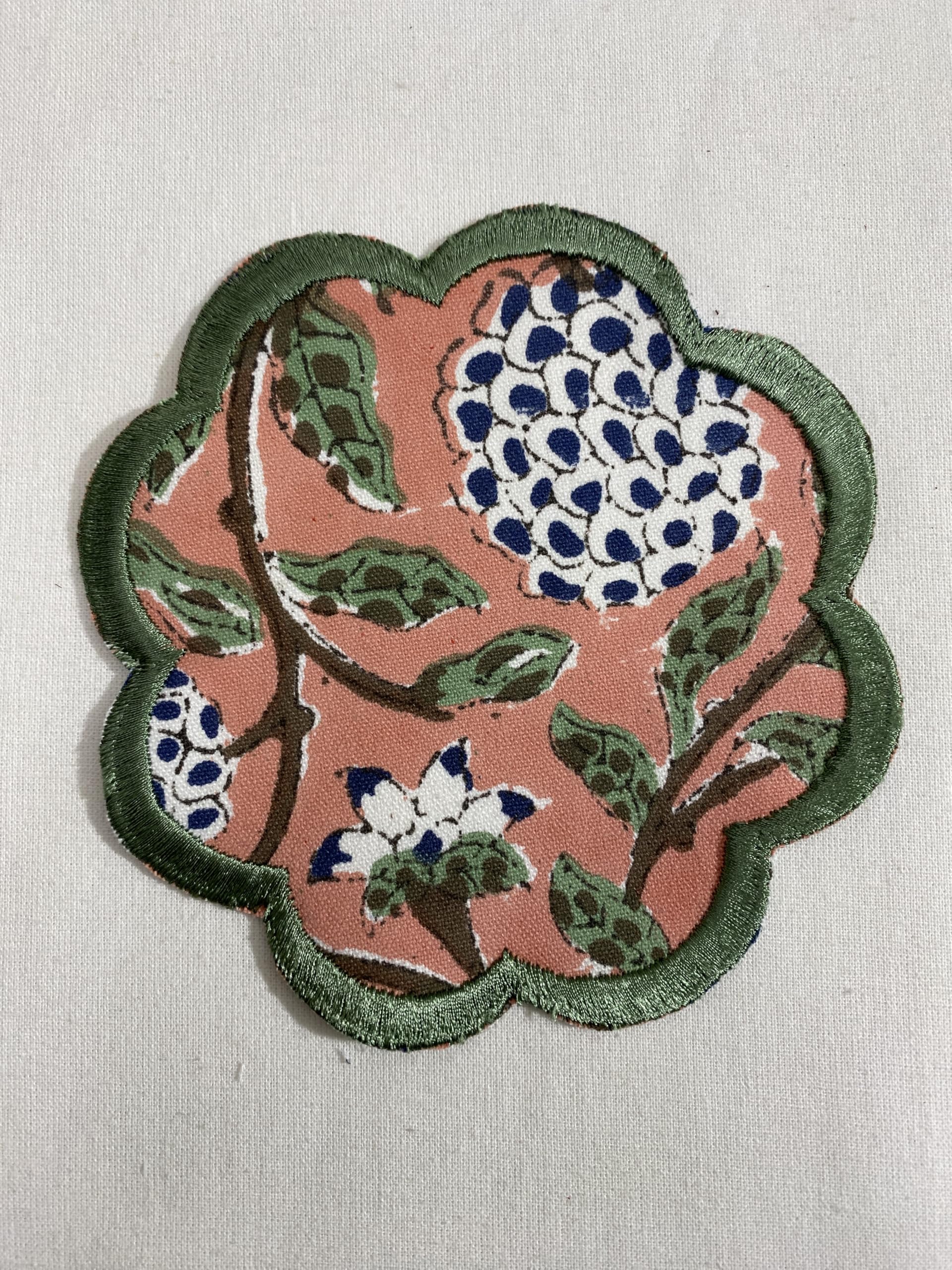 Hand Block Print Cotton Drink Coaster - Dark Salmon Pink