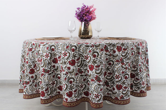 Prune Red Round Tablecloth