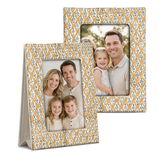 Hand Block Print Cotton Picture Frame - Fullers Earth Powder