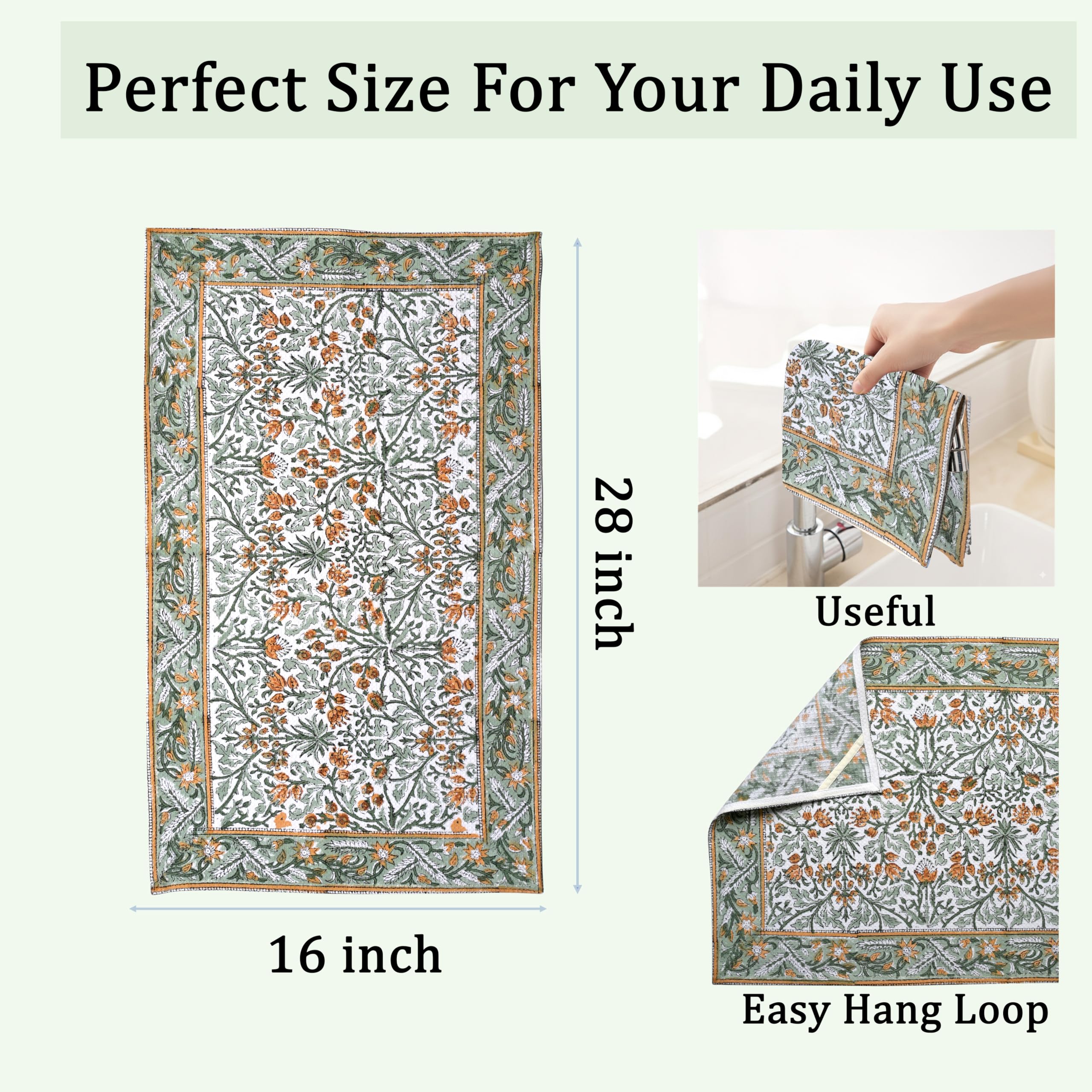 Hand Block Print Cotton Kitchen Towel - Goldenrod Yellow