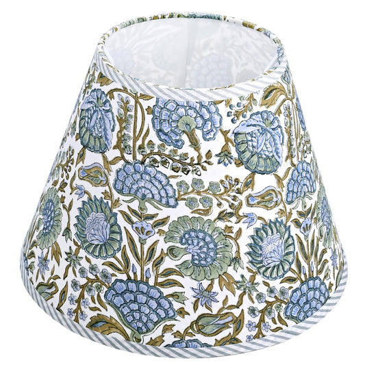 Hand Block Print Cotton Lampshade - Asparagus Green