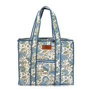 Block Print Cotton Quilted Tote Bag - Asparagus Green