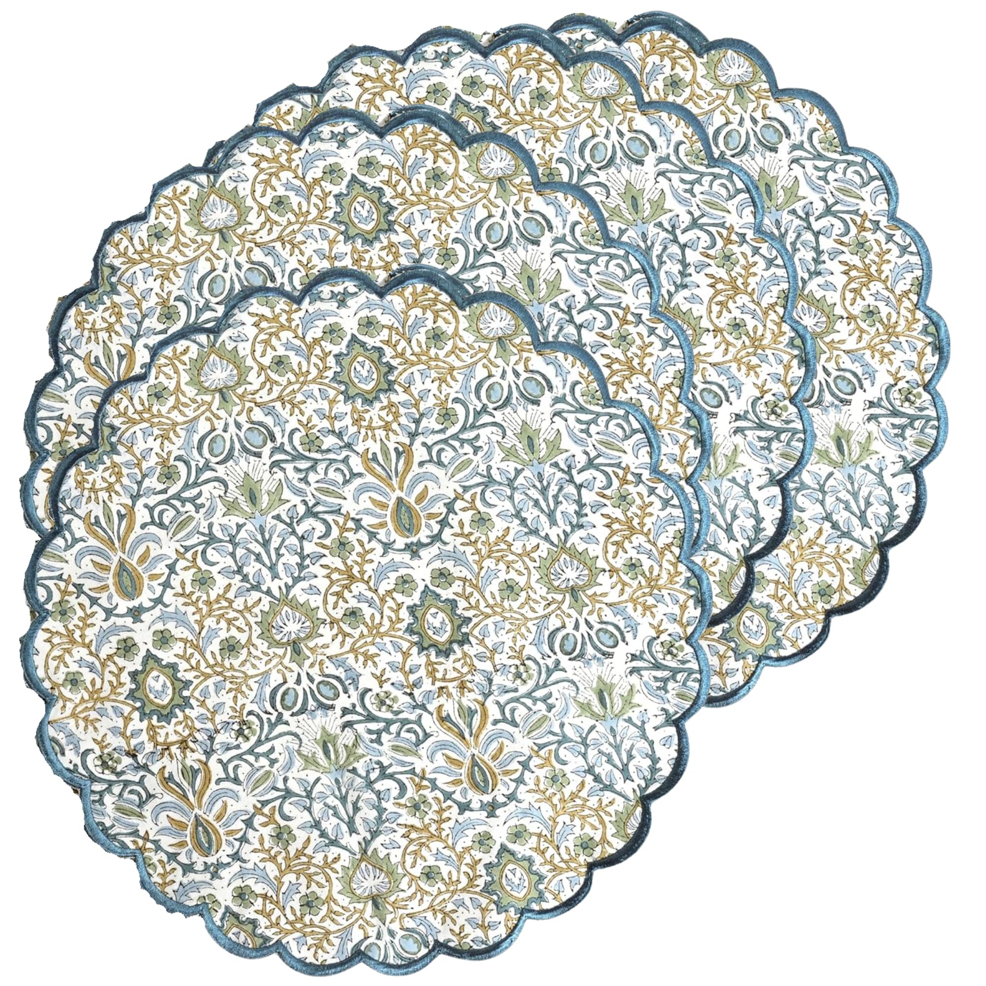 Hand Block Print Cotton Placemat - Indigo
