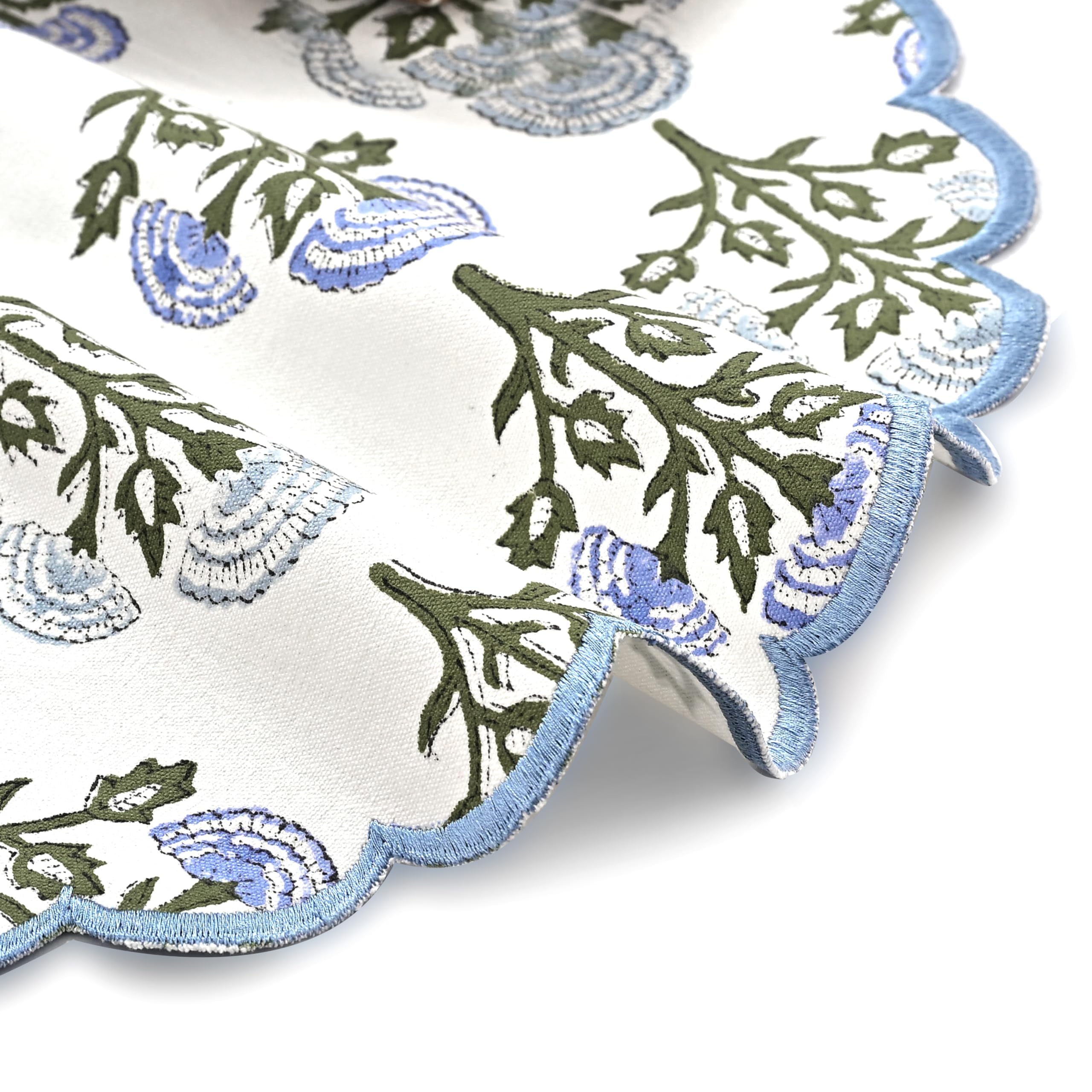 Hand Block Print Cotton Placemat - Mughal Buta Blue