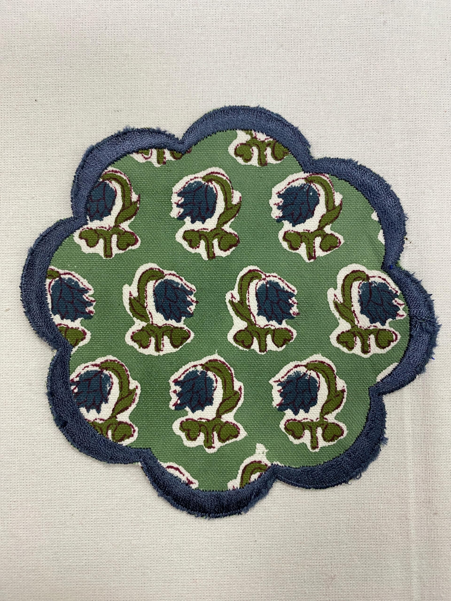 Hand Block Print Cotton Drink Coaster - Basil Green