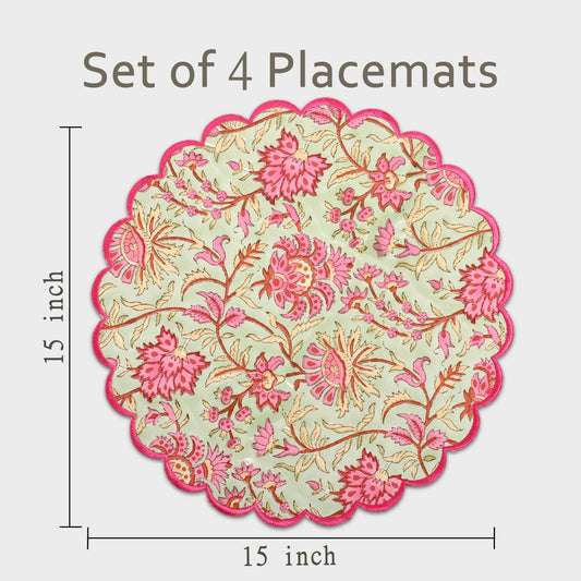 Hand Block Print Cotton Placemat - Pistachio Green