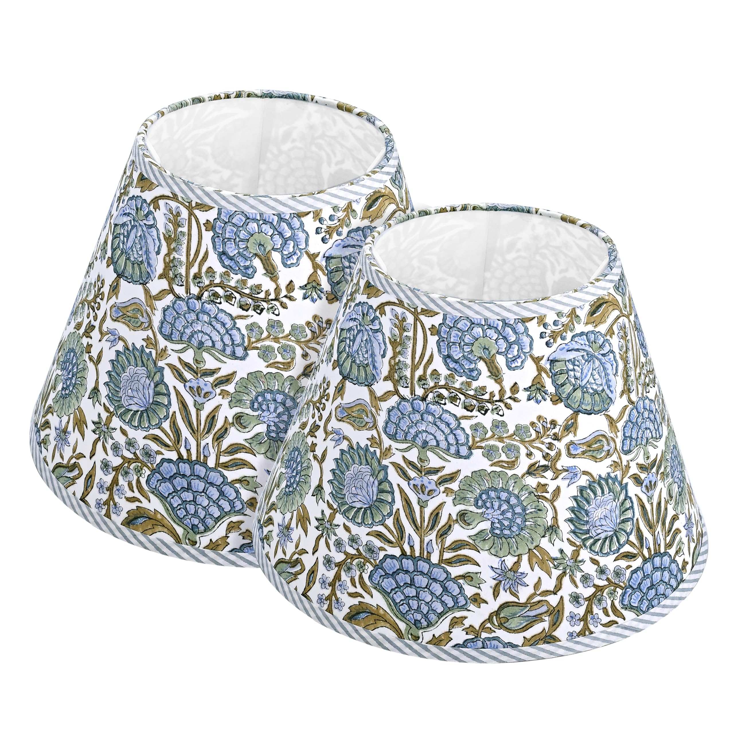 Hand Block Print Cotton Lampshade - Asparagus Green