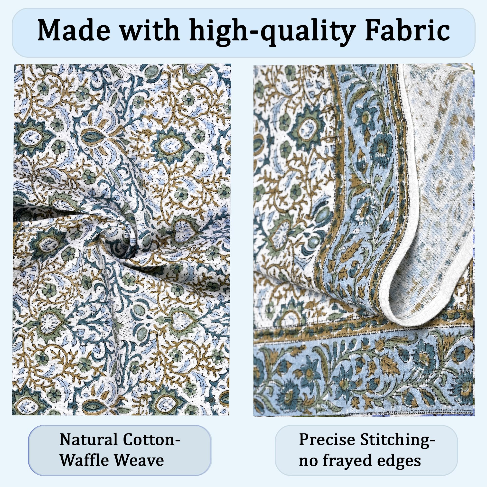 Hand Block Print Cotton Kitchen Towel - Indigo Blue