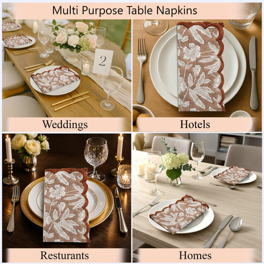 Hand Block Print Cotton Cloth Napkin - Oak Brown