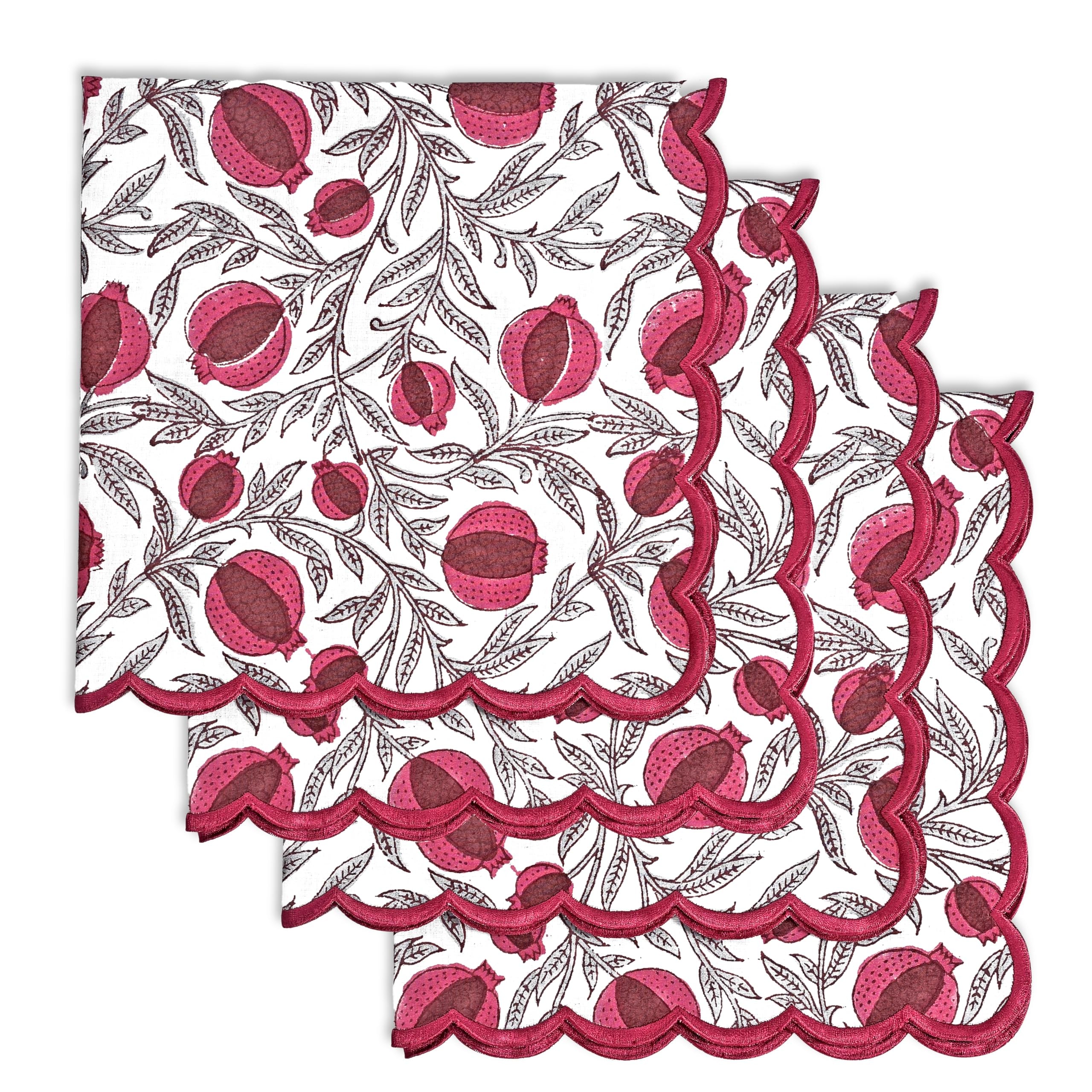 Hand Block Print Cotton Cloth Napkin - Sangria Red