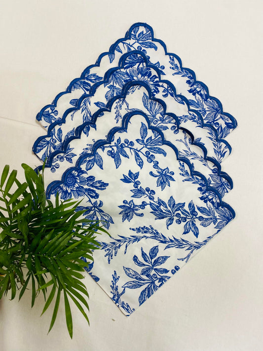 Hand Block Print Cotton Cloth Napkin - Incremental Blue