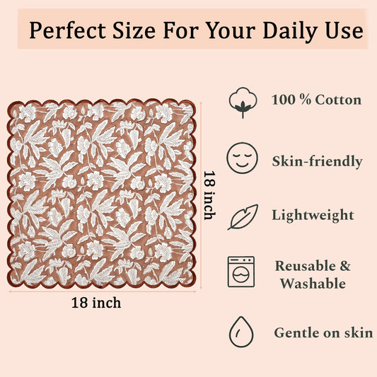 Hand Block Print Cotton Cloth Napkin - Oak Brown