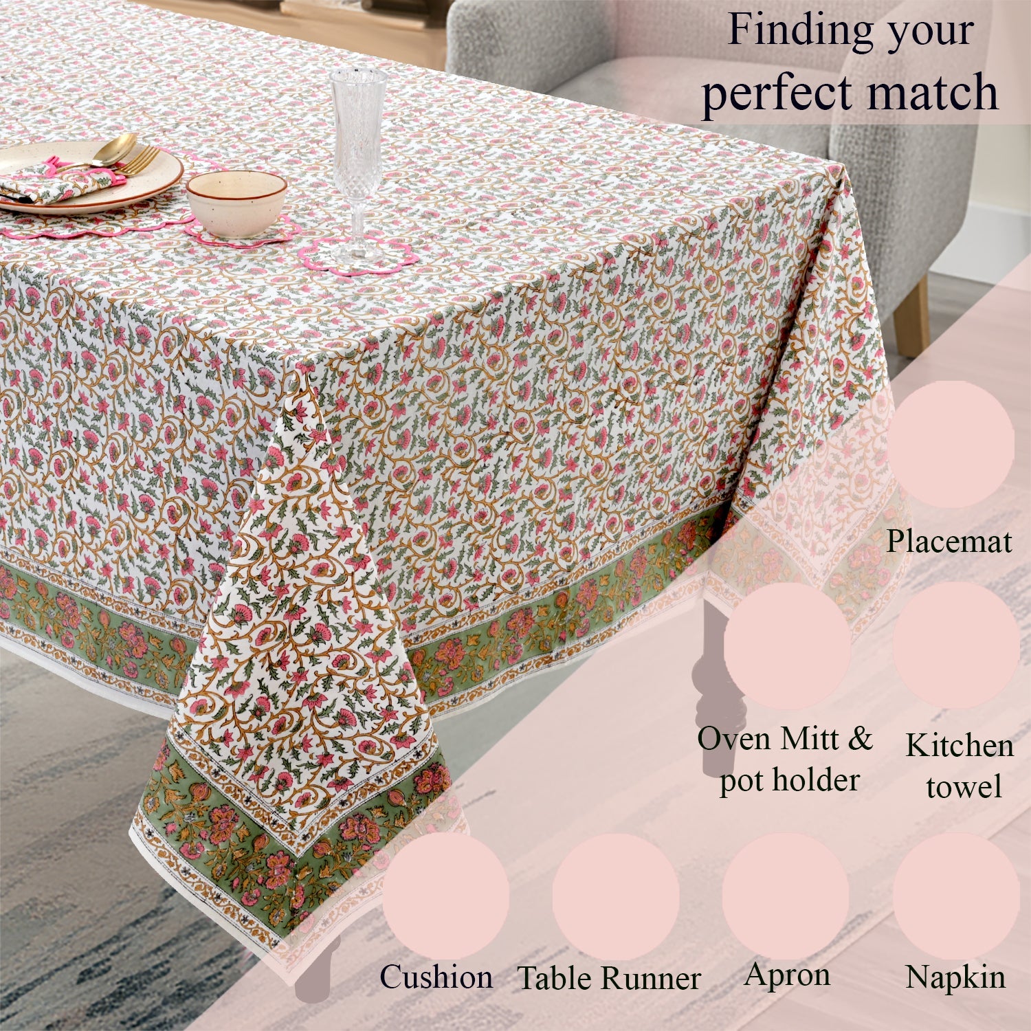 Rose Pink Floral Vine Rectangle & Square Tablecloth RIDHI