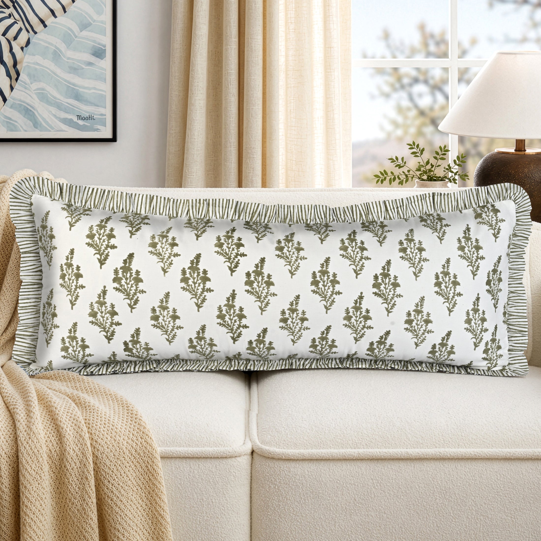 Natural Spring Ruffle Sham Pillow Cover RIDHI