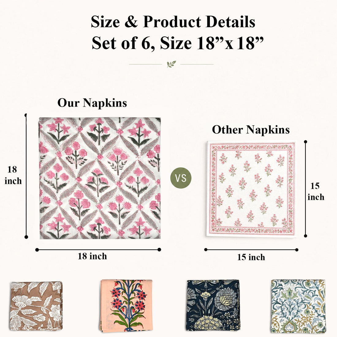 Assorted Plain Napkins Ridhi Block Print
