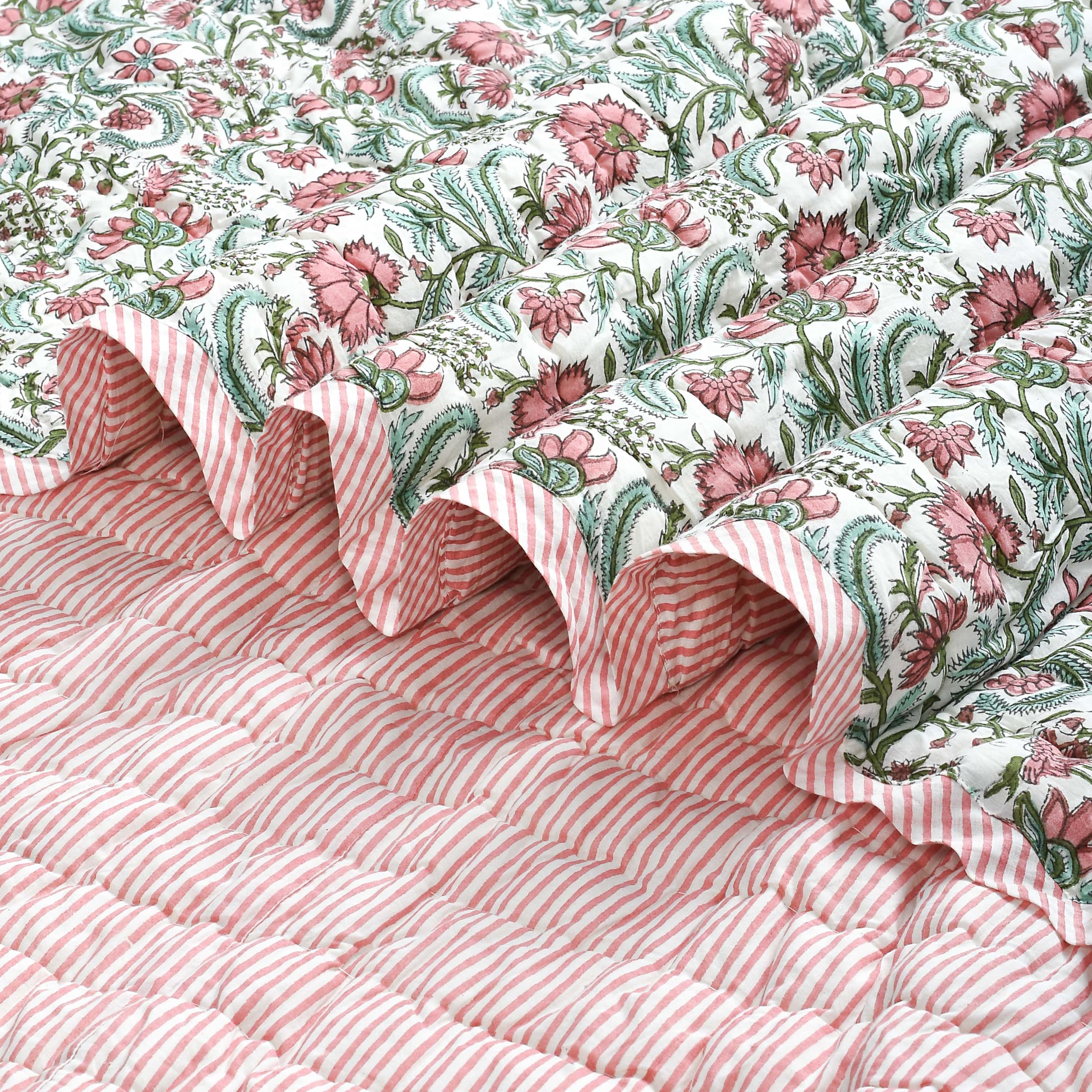 Hand Block Print Cotton Tablecloth - Laurel & Army Green
