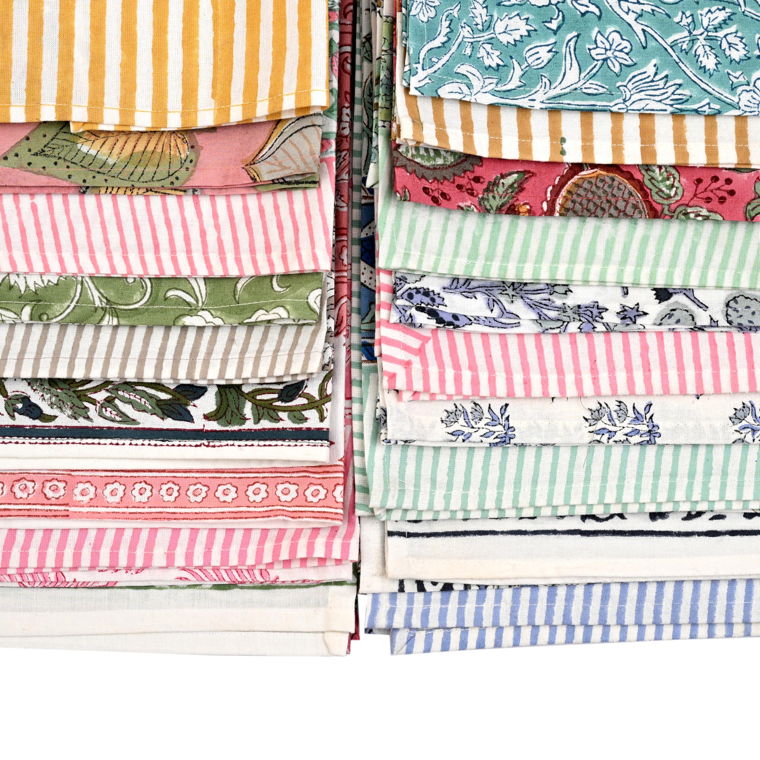 Hand Block Print Cotton Kitchen Towel - Assorted