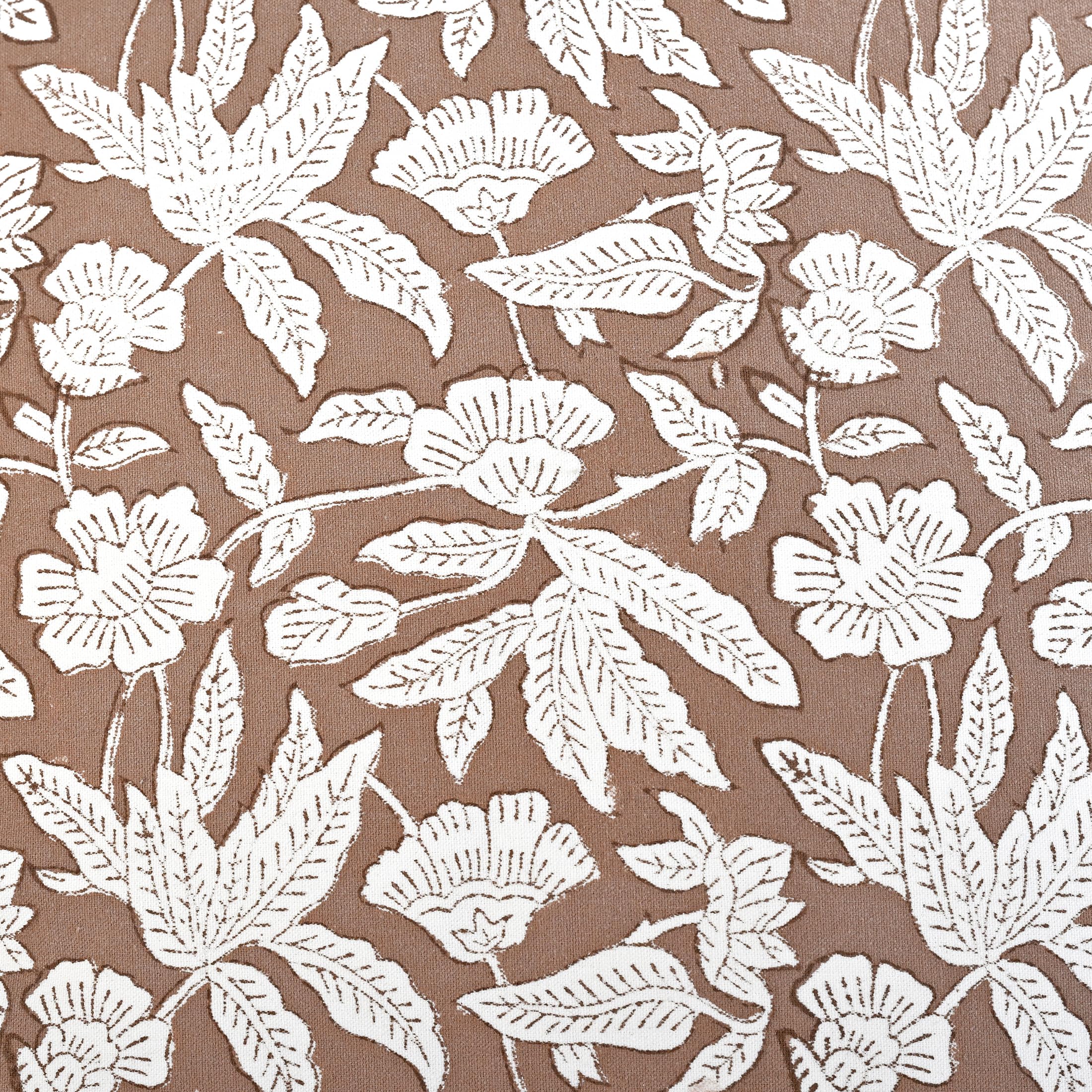 Hand Block Print Cotton Throw Pillow Cover - Oak Brown