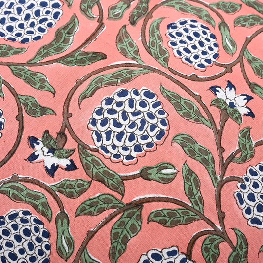 Hand Block Print Cotton Throw Pillow Cover - Dark Salmon Pink