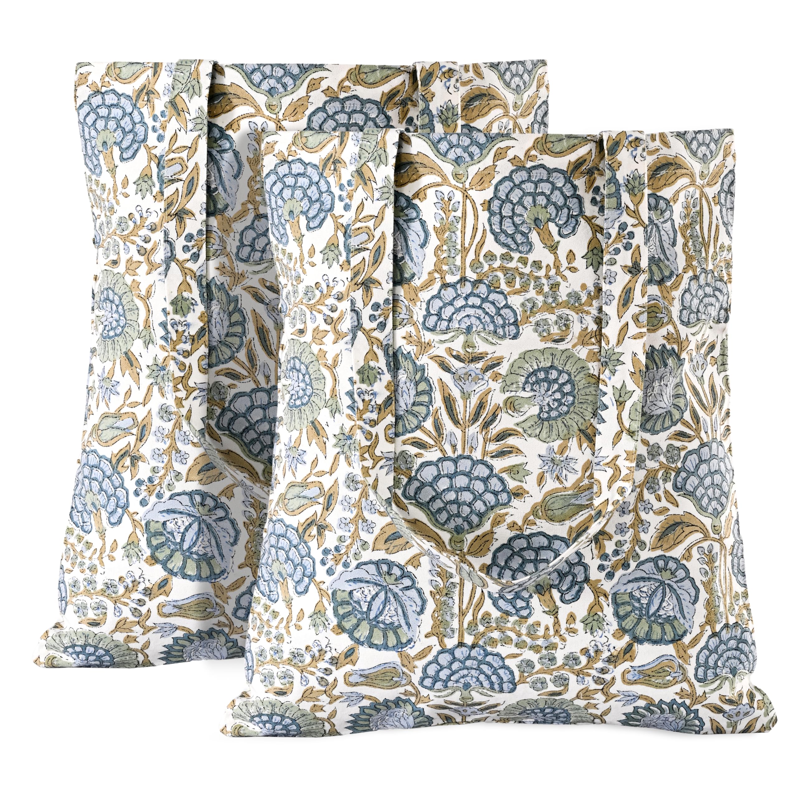 Hand Block Print Cotton Tote Bag - Asparagus Green